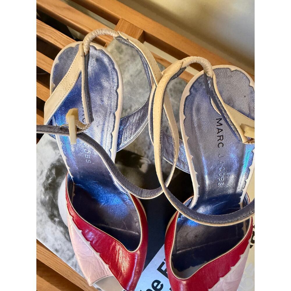 Vintage Marc Jacobs Colorblock Leather Ankle Strap Heels Size 38.5 - Picture 5 of 7